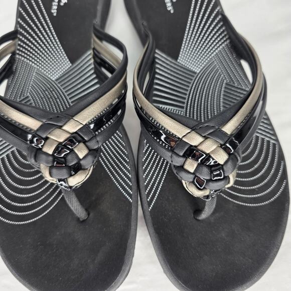Clarks Cloudstepper Black & Pewter Slip On Strappy Braided Women's Summer Sandal - Picture 2 of 11